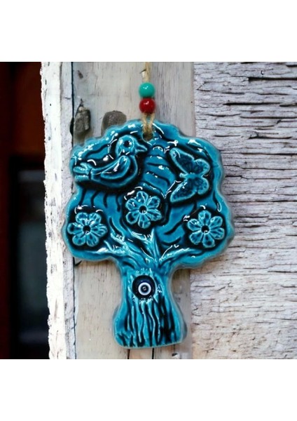 Seramik Kuşlu Nazar Boncuklu Ağaç Modelli Duvar Süsü fırsatları