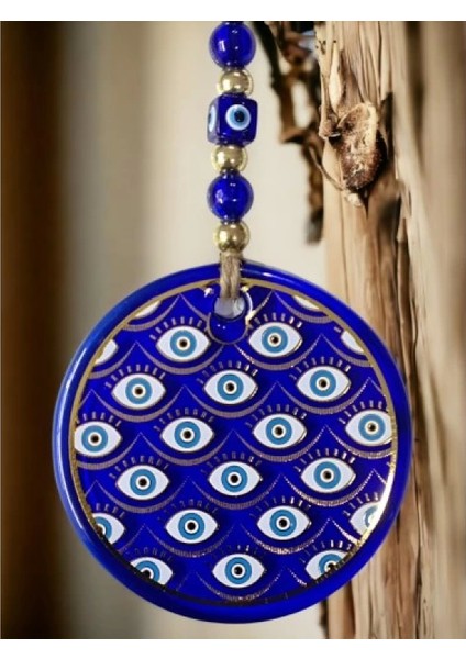 Yaldızlı Gözlerle Motiflendirilmiş Nazar Boncuklu Duvar Süsü Cam Duvar Dekoru modelleri