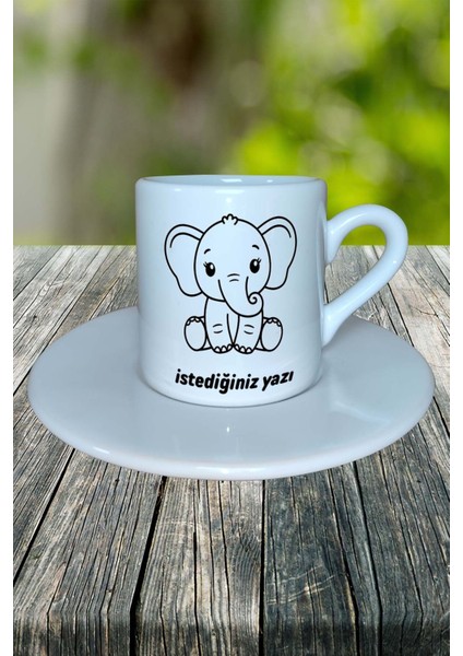 Fil Baskılı Türk Kahvesi Fincanı Tabaklı Kişiye Özel Model 4 fiyatları