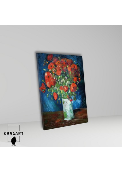 Tekli Dikey Kanvas Tablo Ünlü Eserler Van Gogh Gelincikli Vazo fiyatları