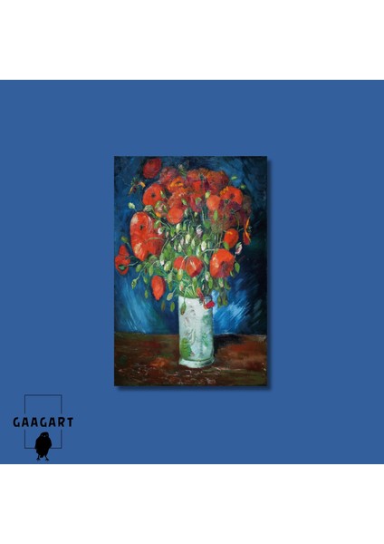 Tekli Dikey Kanvas Tablo Ünlü Eserler Van Gogh Gelincikli Vazo modelleri