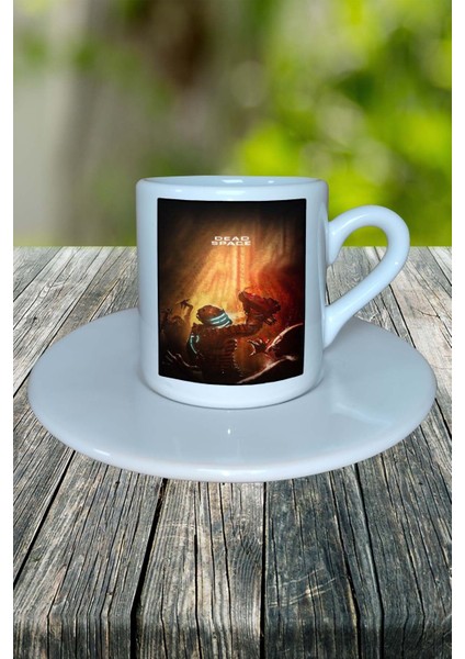 Dead Space Oyun Baskılı Türk Kahvesi Fincanı Tabaklı Kişiye Özel Model 2