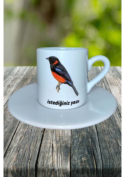 Kuş Baskılı Türk Kahvesi Fincanı Tabaklı Kişiye Özel Model 3 fiyatları