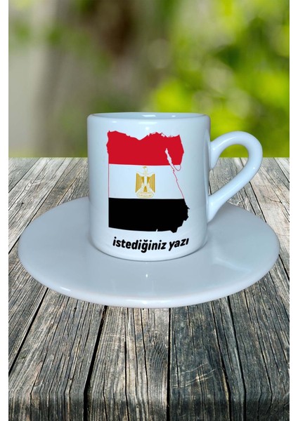 Mısır Ülke Bayrağı Bayrak Baskılı Türk Kahvesi Fincanı Tabaklı Kişiye Özel Model 1 fiyatları
