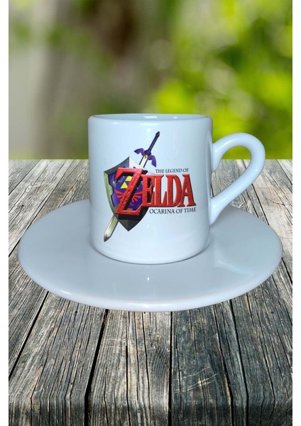 The Legend Of Zelda Ocarina Of Time Oyun Baskılı Türk Kahvesi Fincanı Tabaklı Kişiye Özel Model 1