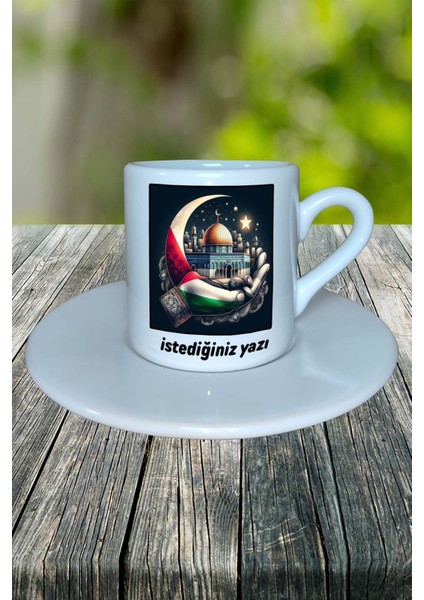 Mescidi Aksa Baskılı Türk Kahvesi Fincanı Tabaklı Kişiye Özel Model 4 fiyatları