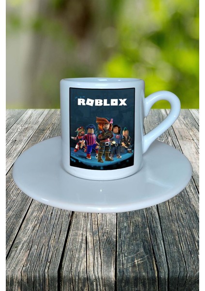 Roblox Oyun Baskılı Türk Kahvesi Fincanı Tabaklı Kişiye Özel Model 3