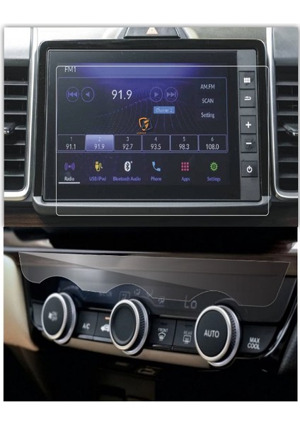 Honda City 2023 2024 2025 Multimedya ve Klima Üstü Gösterge Uyumlu 9h Nano Ekran Koruyucu