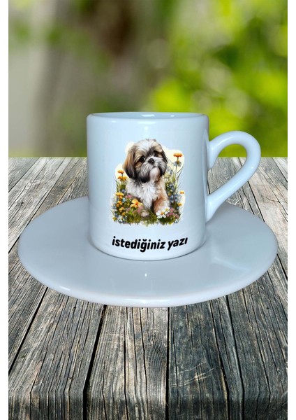 Shihtzu Köpek Baskılı Türk Kahvesi Fincanı Tabaklı Kişiye Özel Model 2 fiyatları