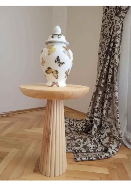 Naturel Renk Ahşap Mantar Sehpa – Masif Tekli Yan Sehpa, Fiskos ve Zigon Model modelleri