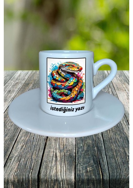 Yılan Baskılı Türk Kahvesi Fincanı Tabaklı Kişiselleştirilebilir Model 3 fiyatları