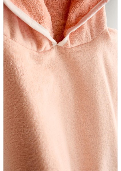 Pamuklu Somon Kapüşonlu Çocuk Ponço Havlu - Sevimli Yüz Desenli modelleri