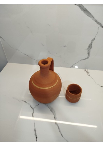 Dolap Boy El Yapımı Kahverengi Toprak Su Testisi (2 Litre) Buzdolabı Boyutuna Uygun (22 Cm) Bardak Hediyeli modelleri