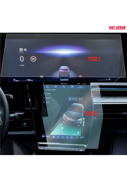 Renault Austral 2025 Hayalet Gösterge ve Multimedya Uyumlu Set Mat Ekran Koruyucu