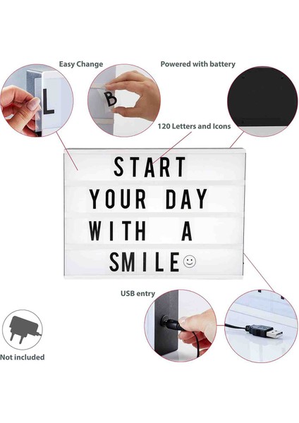Mesaj Tabelası LED Işıklı Yazı Panosu Lightbox Dekor Usb'li Pilli Harfli Reklam Gece Lambası Hediyelik Set fiyatları