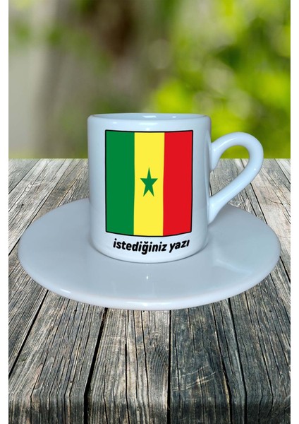 Senegal Ülke Bayrağı Bayrak Baskılı Türk Kahvesi Fincanı Tabaklı Kişiye Özel Model 1 fiyatları