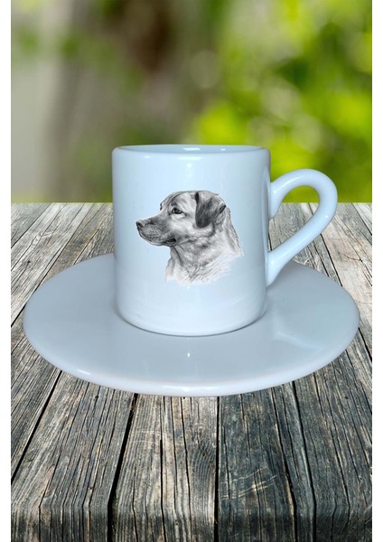 Kangal Köpeği Köpek Baskılı Türk Kahvesi Fincanı Tabaklı Kişiye Özel Model 1