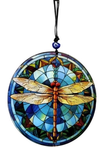 Yusufçuk Kuşlu 23 Santimetre Çapında Füzyon Cam Duvar Süsü indirimleri