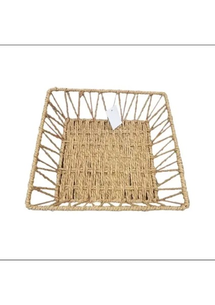 Doğal Örgü Kare Sepet