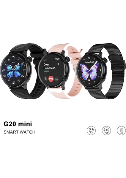 Haino Teko G20 Mini Kadın Akıllı Saat 3 Kordonlu