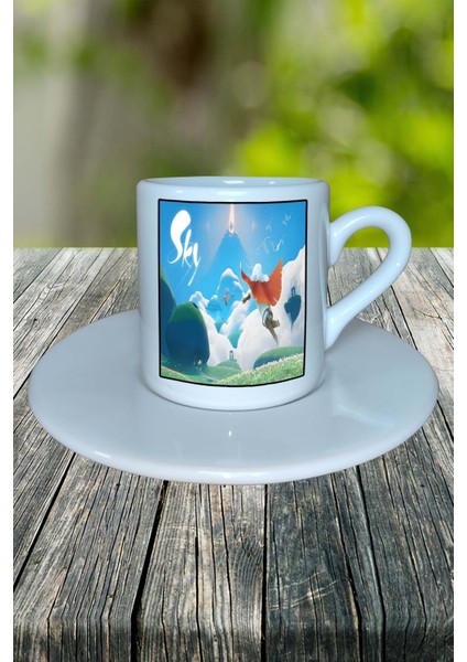 Sky Mobil Oyun Baskılı Türk Kahvesi Fincanı Tabaklı Kişiye Özel Model 3