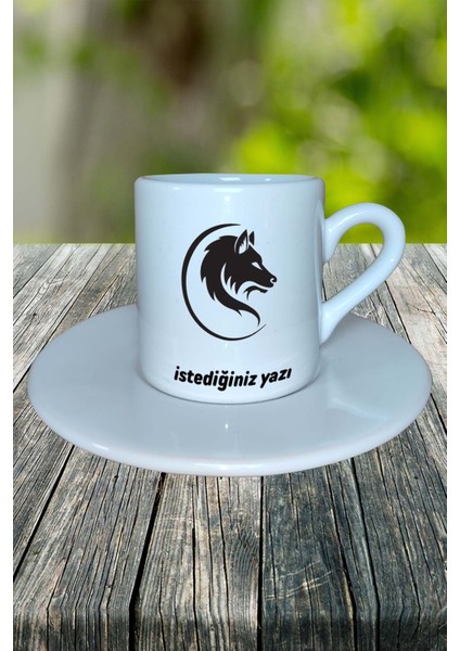 Kurt Baskılı Türk Kahvesi Fincanı Tabaklı Kişiye Özel Model 10 fiyatları