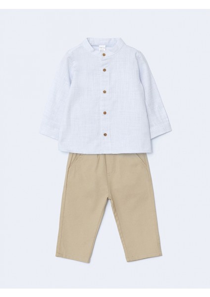 Lcw Baby Mavi Hakim Yaka Erkek Bebek Gömlek ve Pantolon 2'li