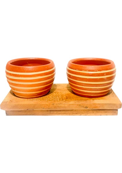 Bitki Tasarımı Ev Dekorasyon Aksesuar Yan Çizgi Terakota Toprak Saksı Ikili Ahşap Tabanlı Çiçeklik Saksı Saksılık indirimleri