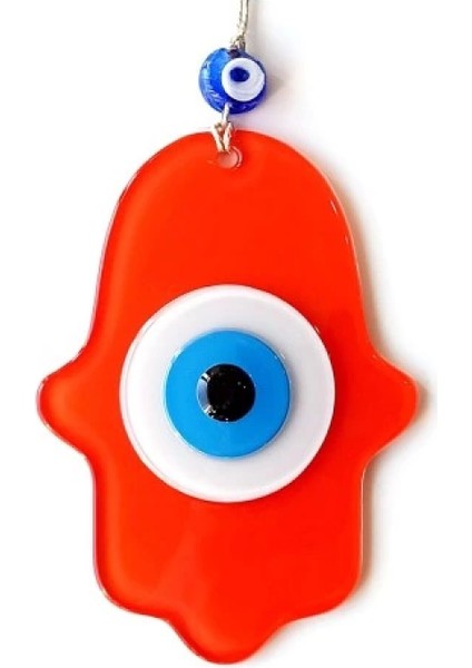 Nazar Boncuklu Turuncu Fatma Ana Bereket Eli Cam Duvar Süsü modelleri