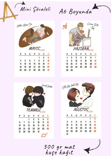 K-Drama Tasarımlı Şövale Masa Takvimi 2026 : Klasik Diziler modelleri