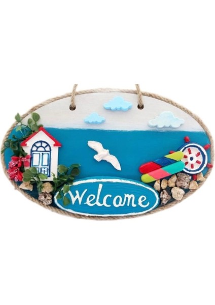 Sahil Kasabası Welcome Yazılı El Yapımı Kapı Süsü fiyatları