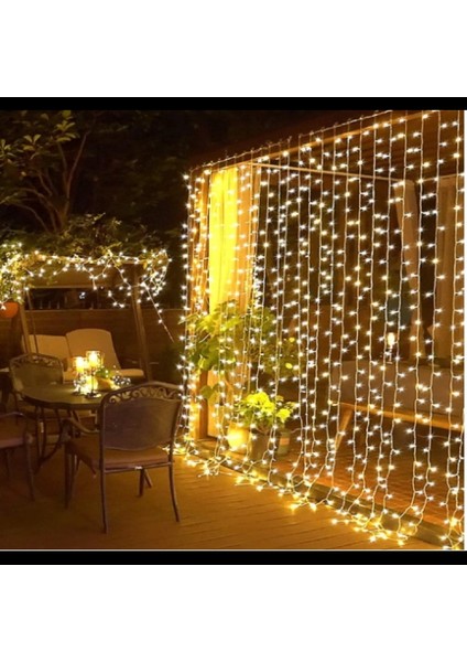 Perde LED Sarı Işık 3 x 3