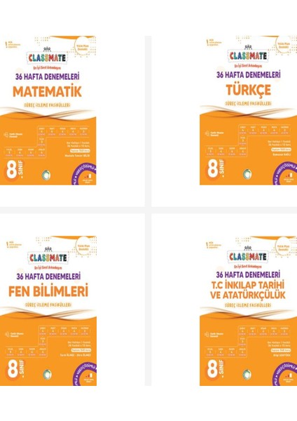 Okyanus 8. Sınıf Tüm Dersler Classmate 36 Hafta Denemeleri Seti 4