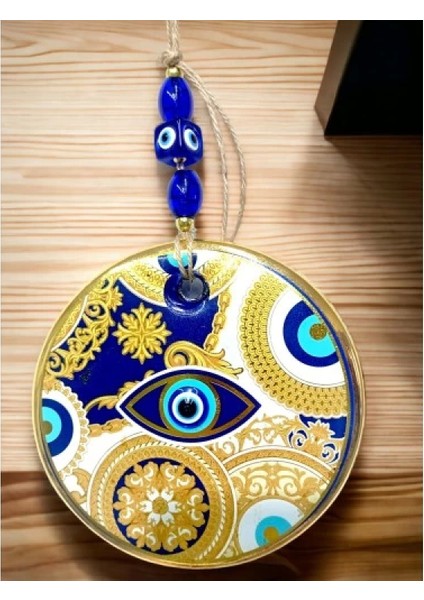 Sarı Motifli Mavi Işlemeli Nazar Boncuk Gözlü Duvar Süsü fiyatları