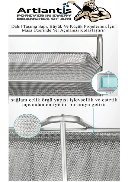 Evrak Rafı Metal 3 Lü Yeşil 1 Paket Masaüstü A4 Dosya Düzenleyici Kağıt Tepsisi Metal Çelik Fileli Üç Katlı Hareketli modelleri