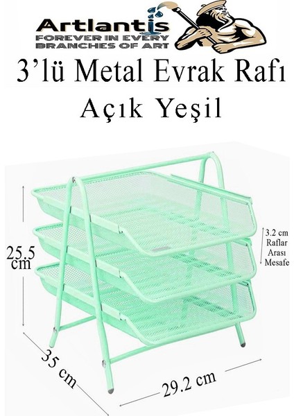 Evrak Rafı Metal 3 Lü Yeşil 1 Paket Masaüstü A4 Dosya Düzenleyici Kağıt Tepsisi Metal Çelik Fileli Üç Katlı Hareketli indirimleri