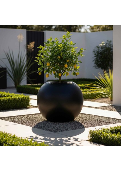 Aura Sphere Fiber Küre Saksı - Mat - 60CM x Yükseklik 50CM Büyük Boy modelleri