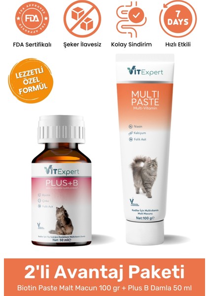 2'li Set Bağışıklığı Güçlendirmeye Yardımcı Damla + Malt Tüm Kediler Için Bağışıklığı Destek Özel Paket Paste Sistemi Macun Multivitamin 2 Set