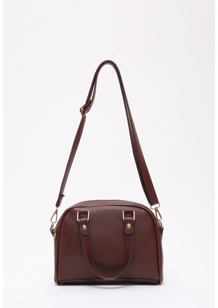 Bordo SHK205 Suni Deri Fermuarlı Tek Bölmeli Ayarlanabilir Askılı El,kol ve Omuz Çantası