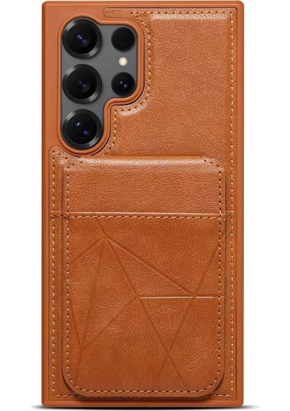 Samsung S25 Deri Cüzdanlı ve Stand Özelliği Olan Özel Tasarım Kılıf