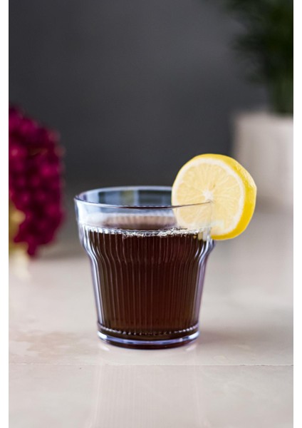 Akrilik Lacivert Tekli Kısa Bardak & Su Meşrubat Kahve Yanı Bardağı 300 ml ( Cam Değildir )