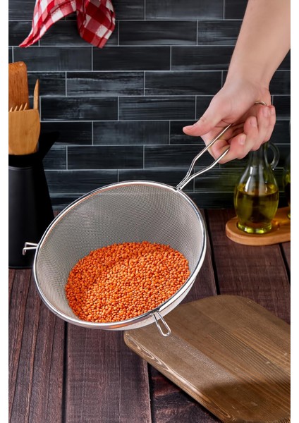 Tencereye Takılan 22 cm Lüks Orta Boy Çelik Tel Süzgeç & Kevgir fiyatları