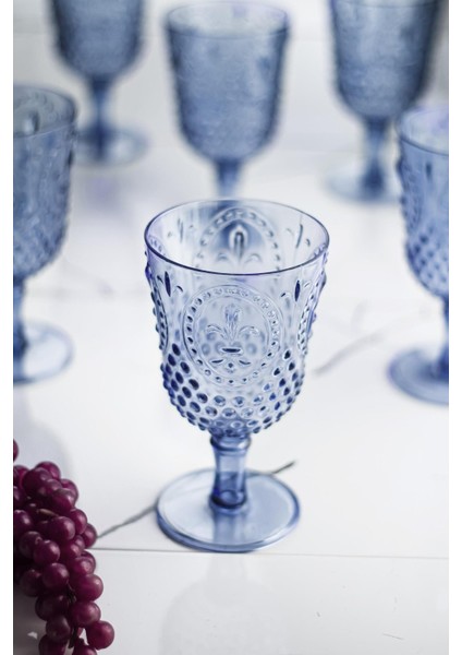 Akrilik Lacivert Tekli Kadeh & Su Meşrubat Kahve Yanı Bardağı 450 ml ( Cam Değildir )