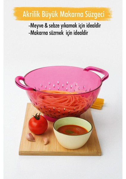 Akrilik Pembe Makarna Süzgeçi & Sebze Meyve Süzgeçi fiyatları
