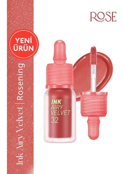 Uzun Süre Kalıcı ve Hafif Formüllü, Kadife Bitişli Tint PERIPERA Ink Airy Velvet (32 Reddish Rose)