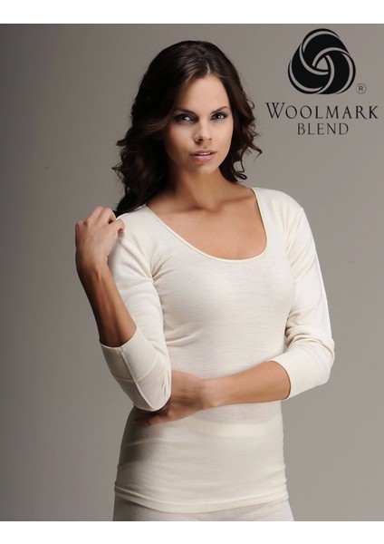 Hasyün 303 Kadın Ribana Yün Uzun Kol Atlet - Ten - L-Xl