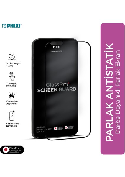 Premium Guard Parlak Cam Ekran Koruyucu – iPhone 12 Pro Max Uyumlu | Antistatik, Su Tutmaz, Tam Kaplama