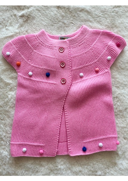 Ponponlu Örme Yelek