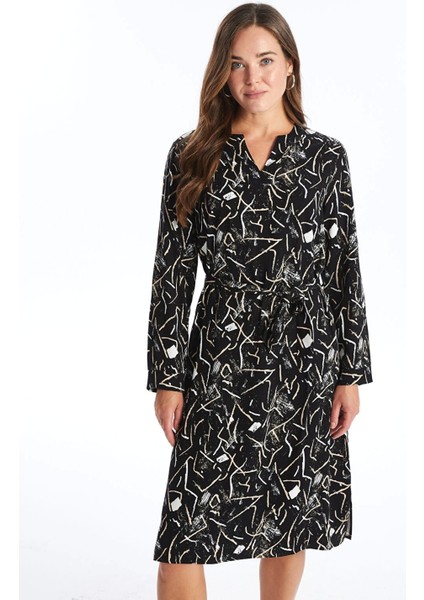 Lcw Grace Siyah Kaçık Yaka Desenli Kadın Elbise fiyatları