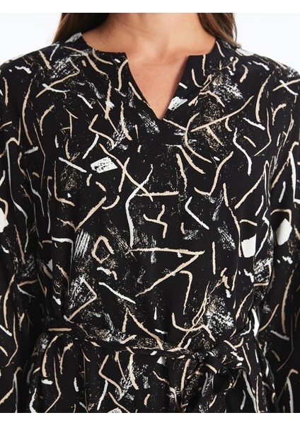 Lcw Grace Siyah Kaçık Yaka Desenli Kadın Elbise fırsatları